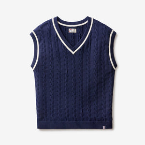 Fila Baseline Cable Knit Vest - Navy/Gardenia