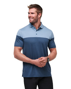 Travis Mathew Heater Pro Color Block Polo - Light Teal