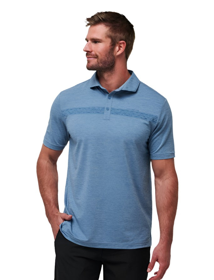 Travis Mathew Heater Pro Chest Stripe Polo - Light Teal