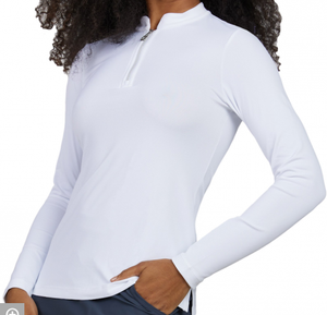 Sofibella Ladies Long Sleeve Mock Neck - White