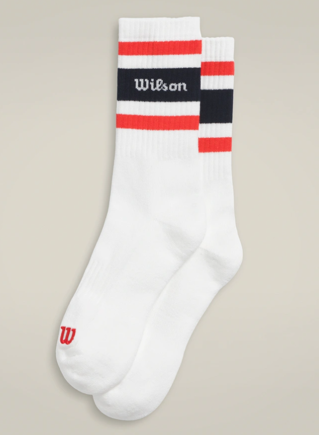 Wilson Crew Stripe Script Sock - WU00063411RDB