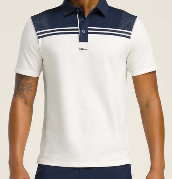 Wilson Men's All Seasons Polo -  Classic Navy / TAN Stripe