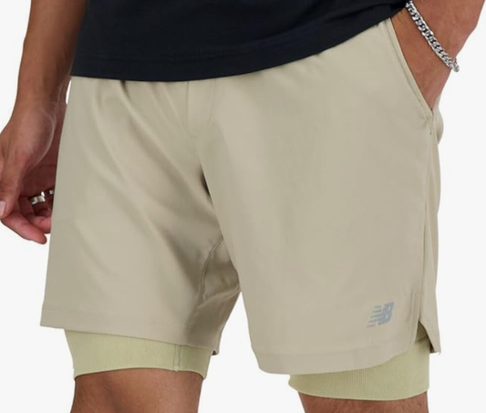 Men's New Balance AC Lined Short 7" - Stoneware