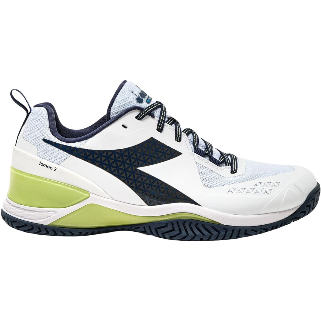 Men's Diadora Blushield Torneo 2 AG Tennis Shoes - White/Pageant Blue