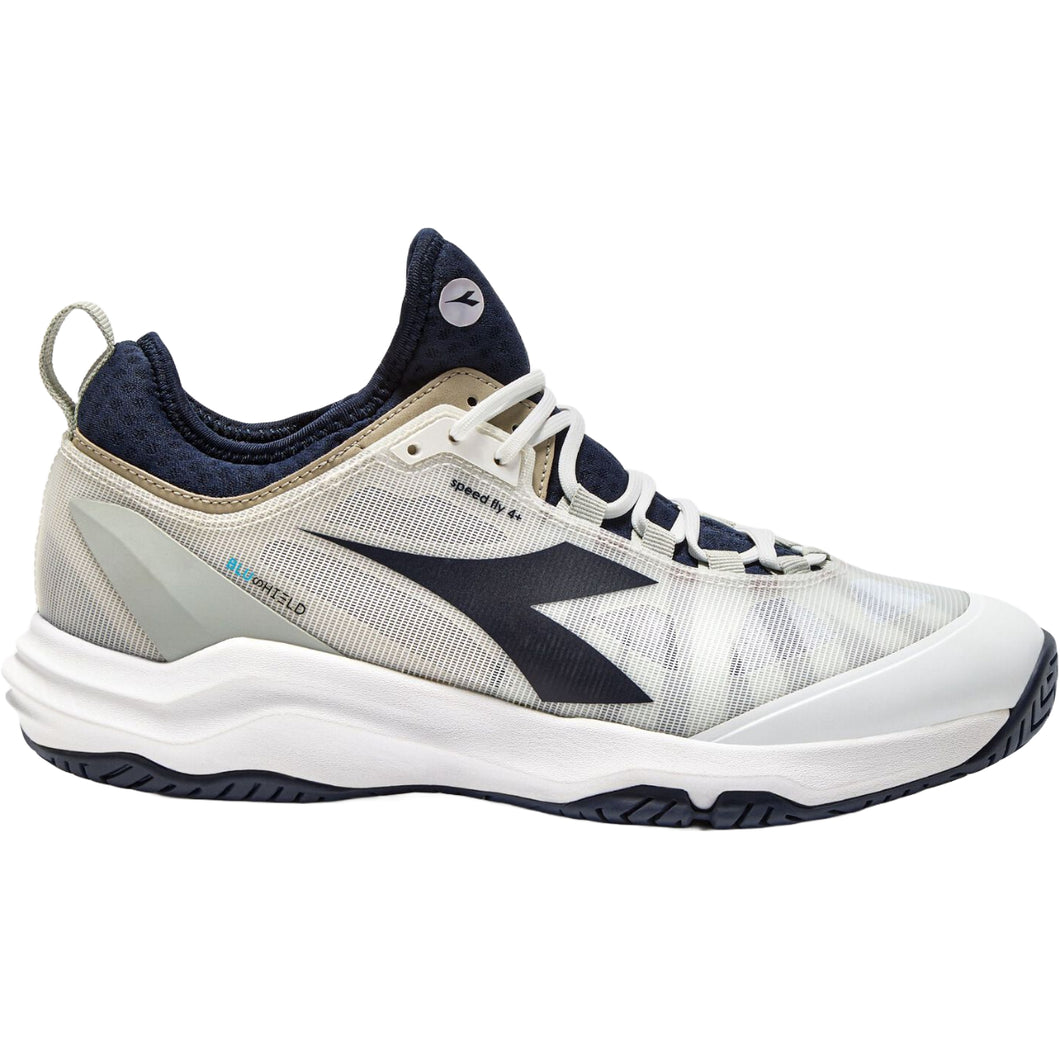 Diadora Men's Speed Blushield Fly 4 + AG Tennis Shoes - White/Blue Corsiar