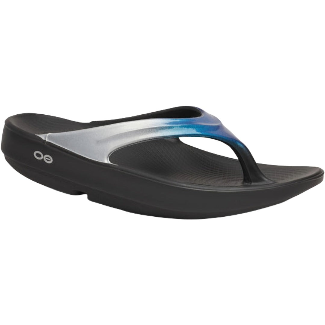 OOFOS Women's OOlala Luxe Thong Sandal - Shimmer Blue  1401