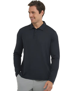 Bloq UV Men's Long Sleeve Collard Shirt - BLK