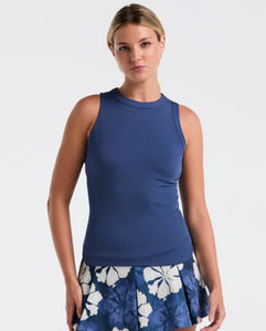 Penguin Women's Ribbed Tennis Tank Top- True Navy