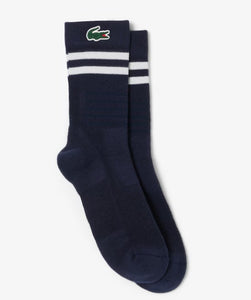 Lacoste Men's Lightweight Cotton Athletic Socks- RA1095 51 525 43/46- Navy 166/White 001
