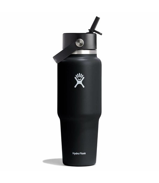 32 oz Wide Mouth Travel Bottle with Flex Straw Cap- Hydro Flask Black