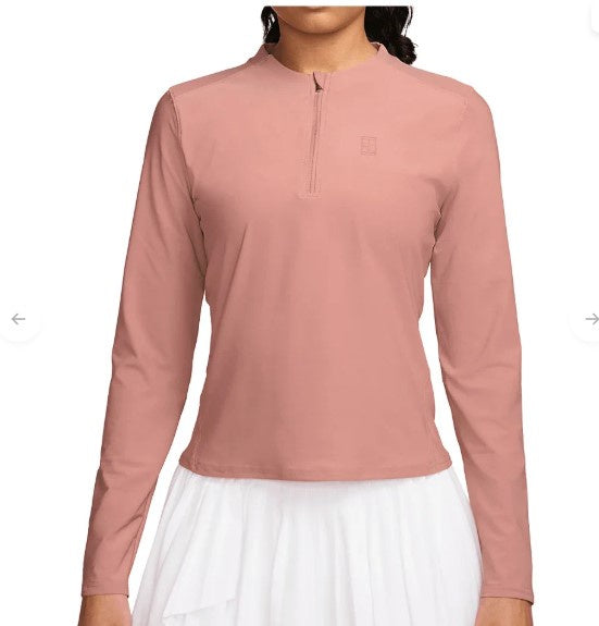 Nike Women`s Court Dri-FIT Advantage Midlayer Long Sleeve Tennis Top Red Stardust-  FZ6737-618