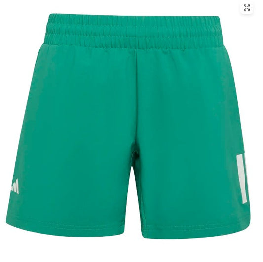 Adidas Boys' Club 3 Stripe Tennis Shorts Semi Court Green- KQ7995