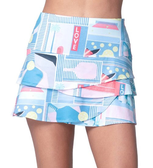 Lucky in Love Women's Linen Nouveau Pickleball Skirt- CB517-93D432 PERI