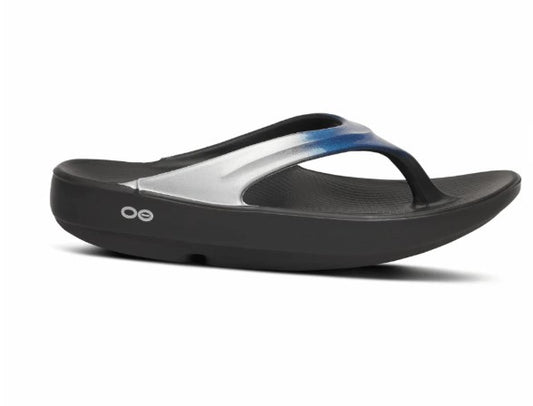 OOFOS Women's OOlala Luxe Thong Sandal - Shimmer Blue  1401