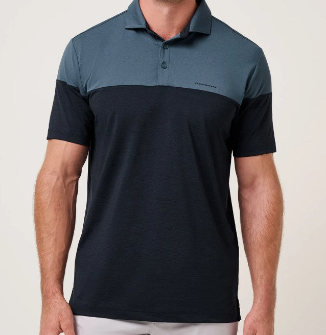Travis Mathew Men's Heater Pro Color Block Polo- 1MAB062 Color: Bering Sea