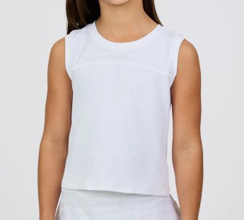 Sofibella Girl's Sleevless White Stripe Tennis Tank- 4082 WHT