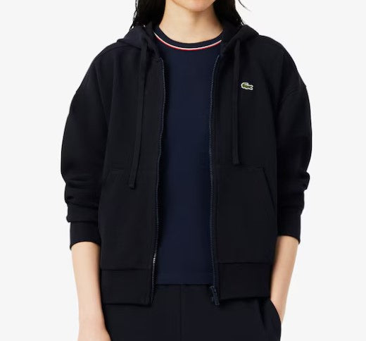 Lacoste Women's Zip-Up Piqué Hoodie- SF5272 51 HDE Navy