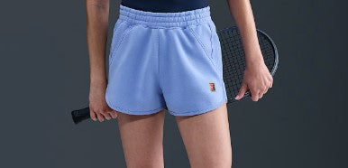 Nike Women's Court Heritage Mid-Rise Fleece Tennis Shorts- HJ8990-494
