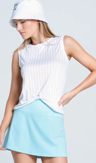 Lucky In Love Women's Retro Stripe Twist Front Tank- CT701-91A110
