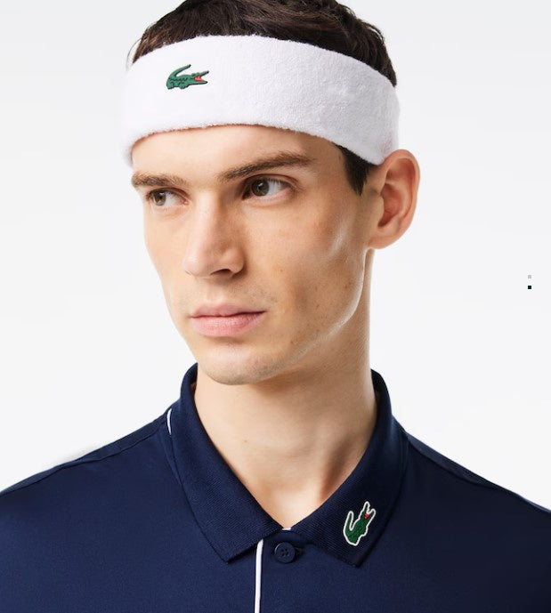 Lacoste Men's Jersey Tennis Headband- RL7569 51 001-  White