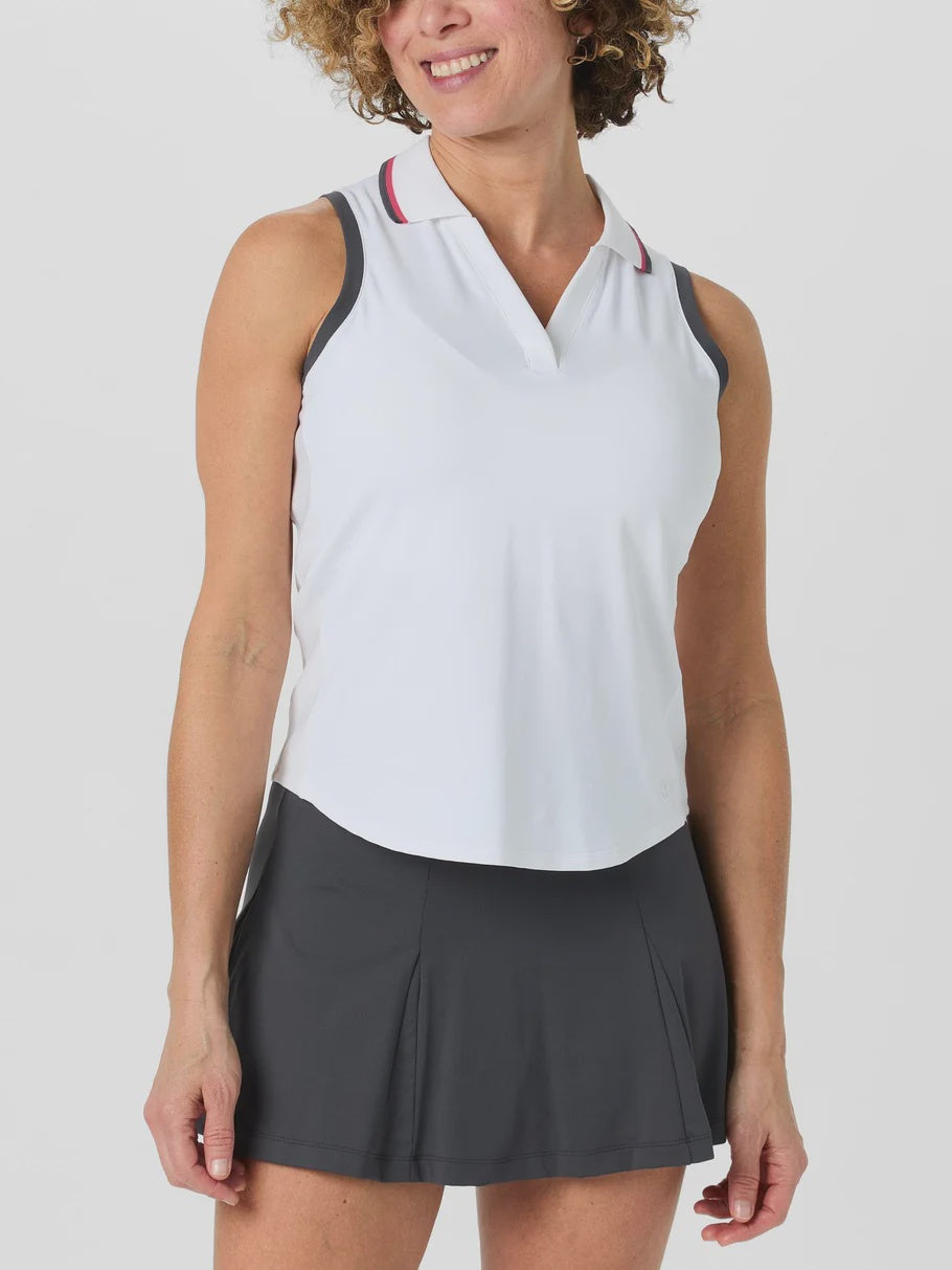 Sofibella Women's Berry Fusion Sleeveless Polo- Style: 2461 WHT