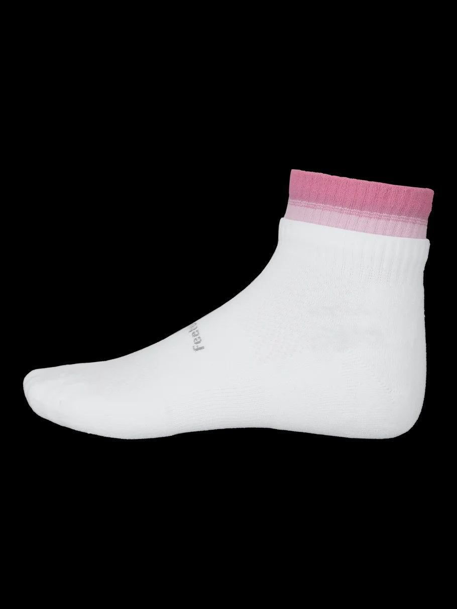 Feetures HP Max Cushion Stacked Quarter Socks - Rose