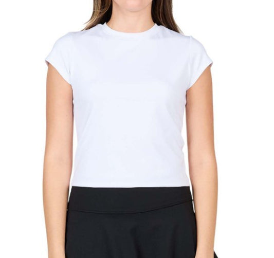 Sofibella Women's Staples 20" Cap Sleeve Tennis Shirt- Style: 2624 WHT