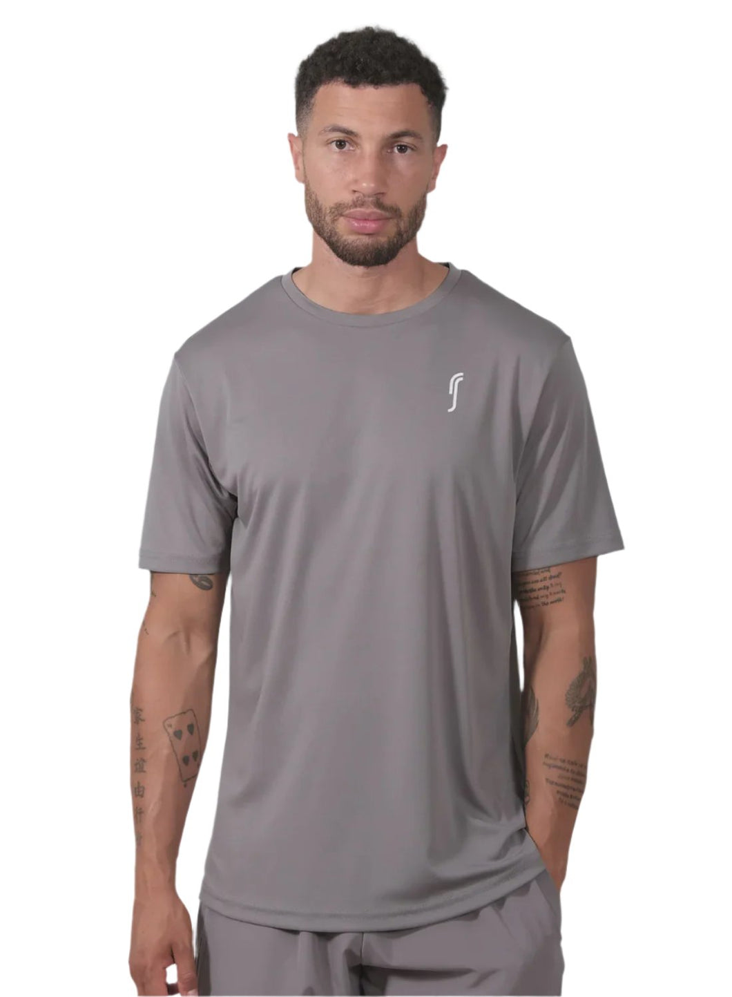 RS Sports Men's Performance Tee - Solid Gray/White