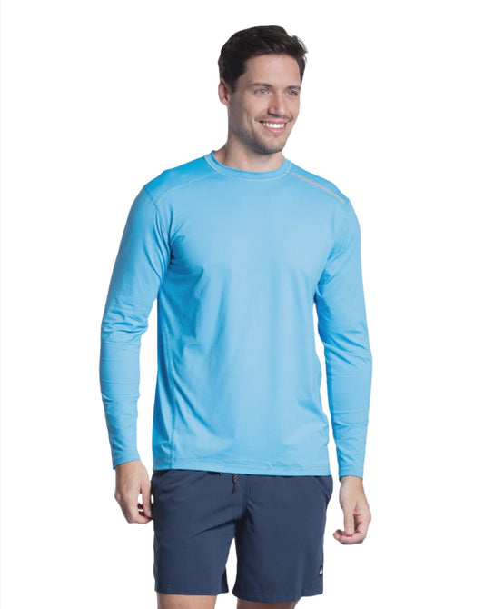 Bloq UV Men's Long Sleeve Jet Tee - Ocean Blue