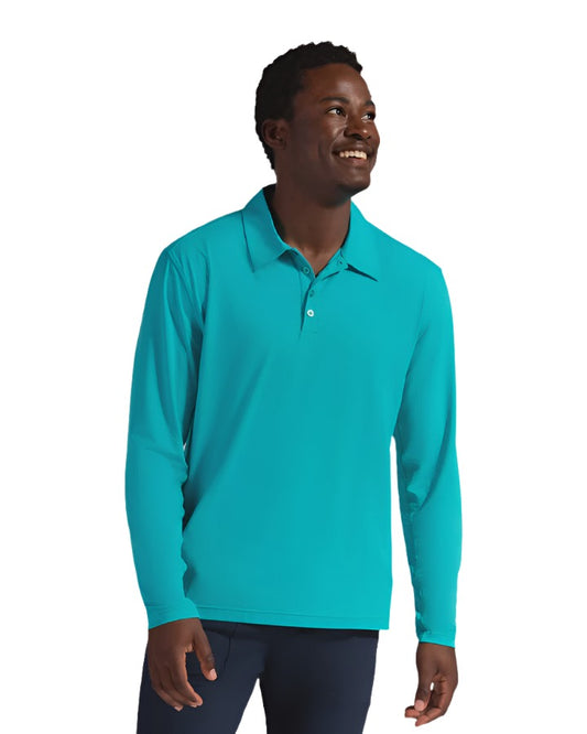 Bloq UV Collared LS Top - Caribbean Blue