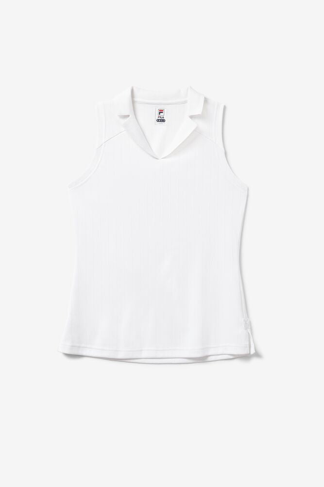 Fila W White Line Sleeveless Polo - 100