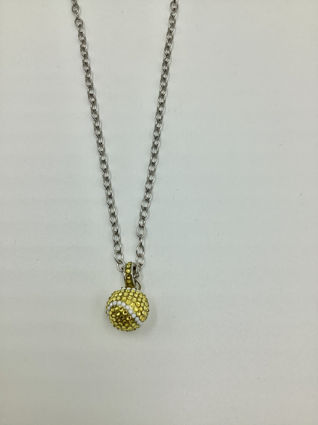 Emily Austin Swarovski Crystal 13mm Tennis Ball Necklace on Roller - Silver Chain