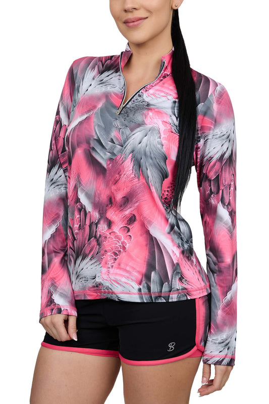 Sofibella UV Feather Long Sleeve Top - Phoenix