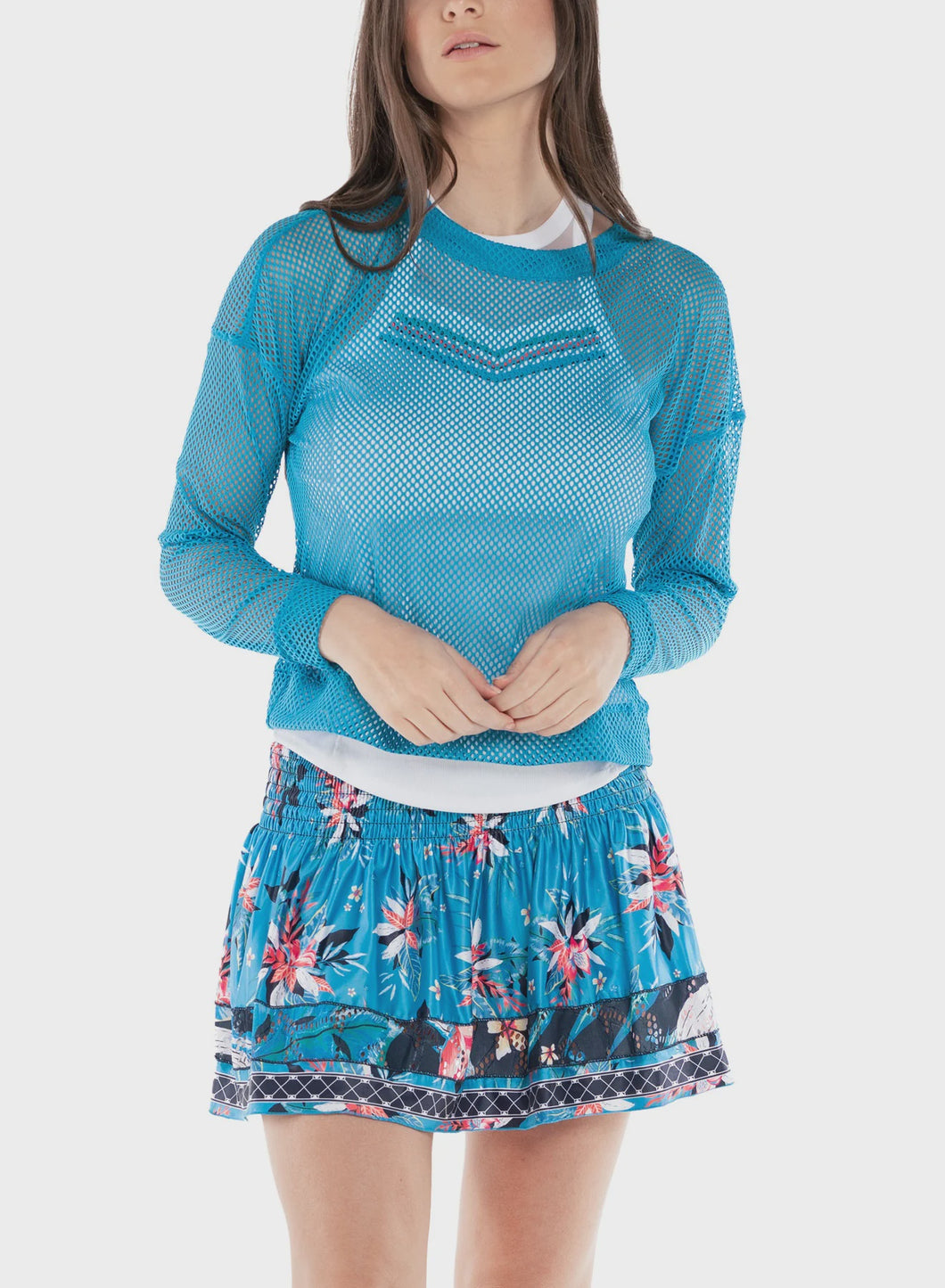 Lucky In Love Mesh Pullover- Blue