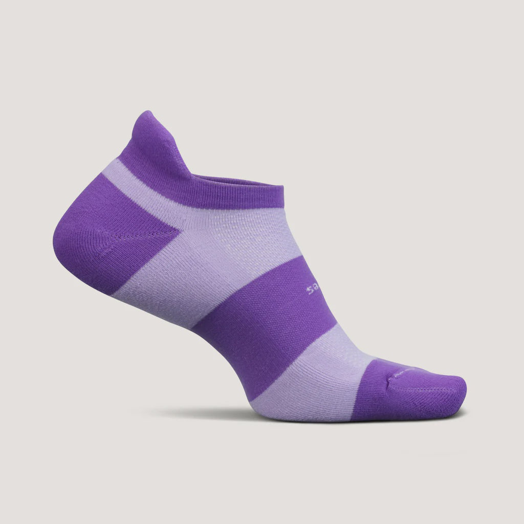 Feetures High Performance No Show Tab Socks- Purple