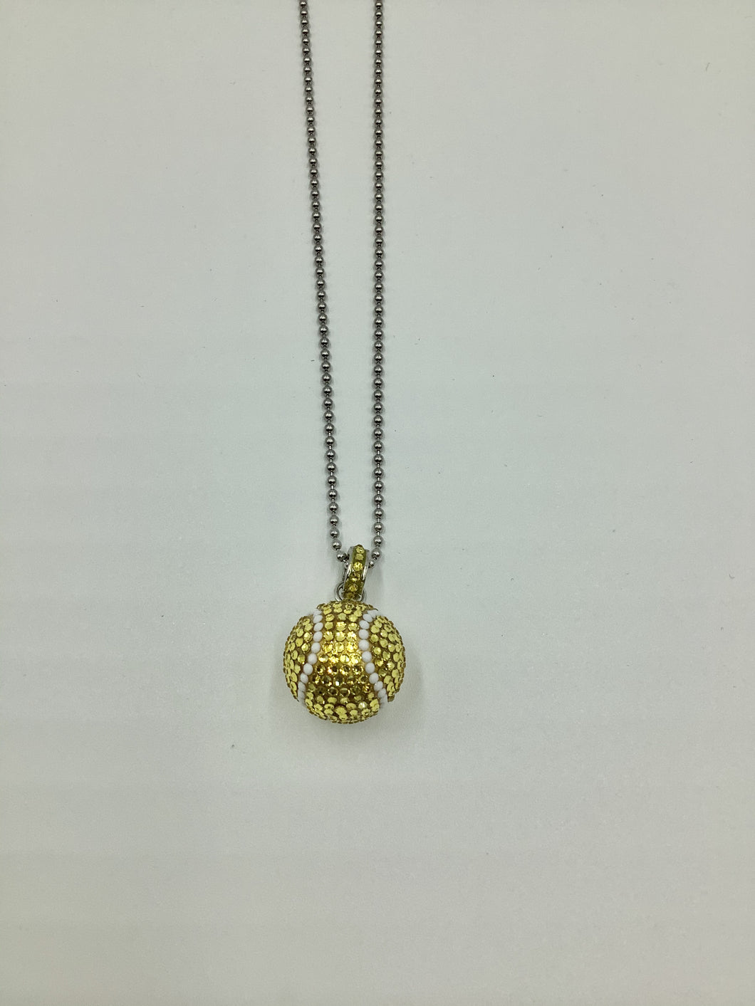 Emily Austin Swarovski Crystal 15mm Tennis Ball Necklace - Silver Chain